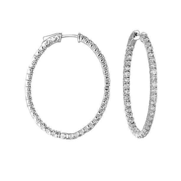 4 Carats Brilliant Cut Real Diamonds Women Hoop Earrings White Gold 14K
