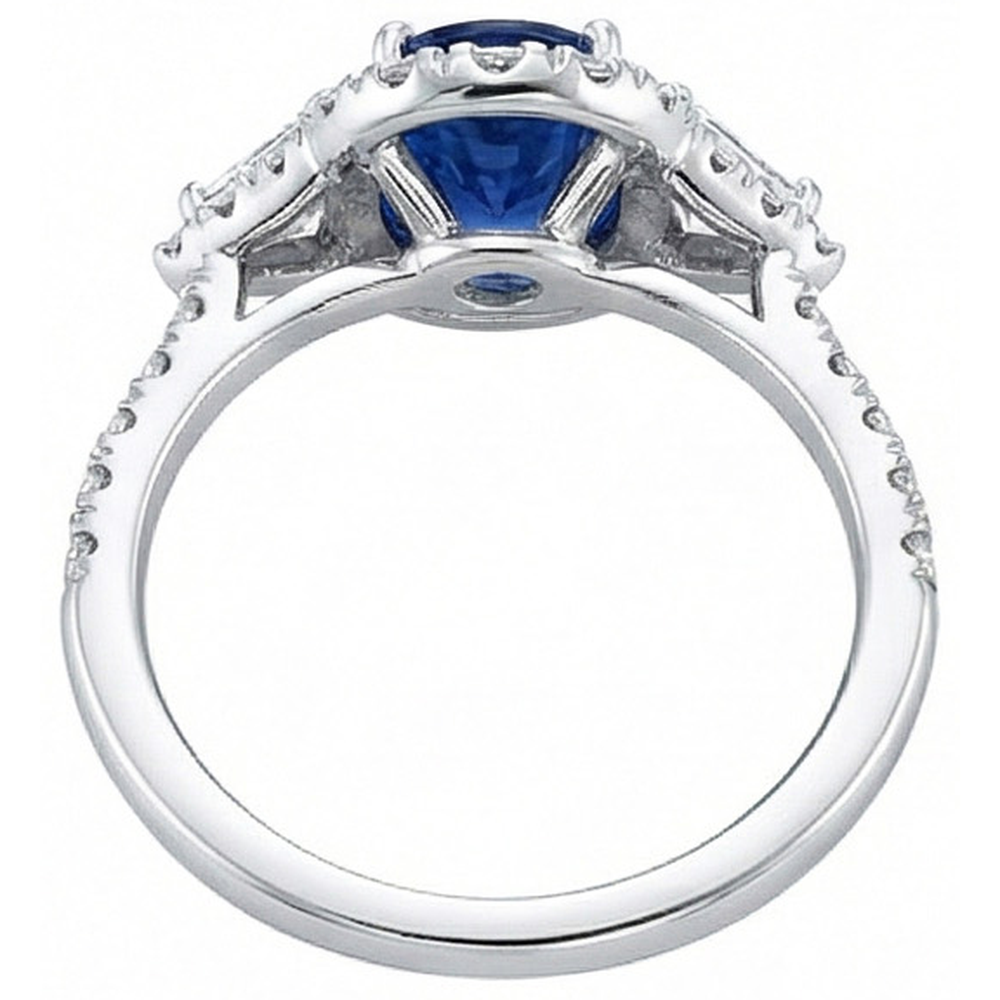 4 Carats Ceylon Sapphire And Natural Earth Mined DIAMOND ( NOT LAB GROWN )s Ring White Gold 14K
