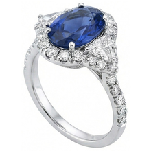 4 Carats Ceylon Sapphire And Natural Earth Mined DIAMOND ( NOT LAB GROWN )s Ring White Gold 14K