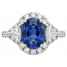 4 Carats Ceylon Sapphire And Natural Earth Mined DIAMOND ( NOT LAB GROWN )s Ring White Gold 14K