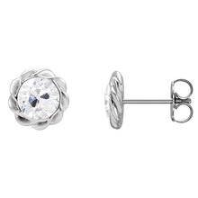 4 Carats Diamond Stud Earrings Bezel Set Real Old Cut Jewelry Twisted Style