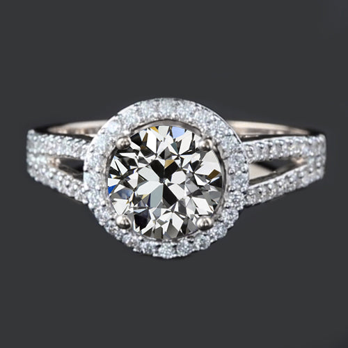 4 Carats Halo Anniversary Ring Old Mine Cut Real Diamond Split Shank