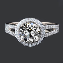 4 Carats Halo Anniversary Ring Old Mine Cut Real Diamond Split Shank