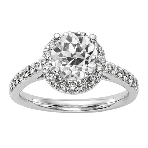 4 Carats Halo Anniversary Ring Round Old European Real Diamond Jewelry