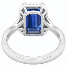 4 Carats Halo Emerald Sri Lankan Sapphire & Natural Earth Mined Diamond Ring Gold