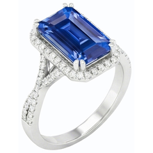 4 Carats Halo Emerald Sri Lankan Sapphire & Natural Earth Mined Diamond Ring Gold