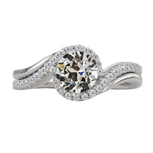 4 Carats Halo Ring Round Old Mine Cut Natural Diamond Twisted Shank Gold