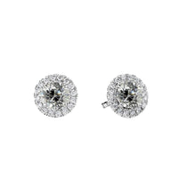 4 Carats Halo Stud Earrings Old Miner Natural Earth Mined Diamonds White Gold 14K Jewellery