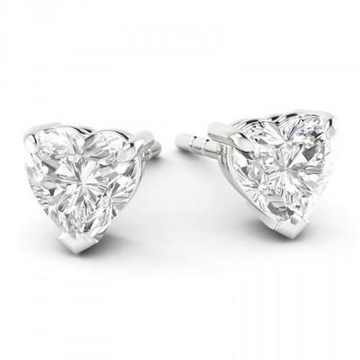 4 Carats Heart Cut Real Diamond Stud Earrings