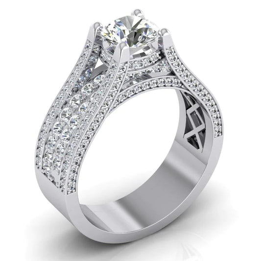 4 Carats Ladies Real Diamond Engagement Ring Gold 14K