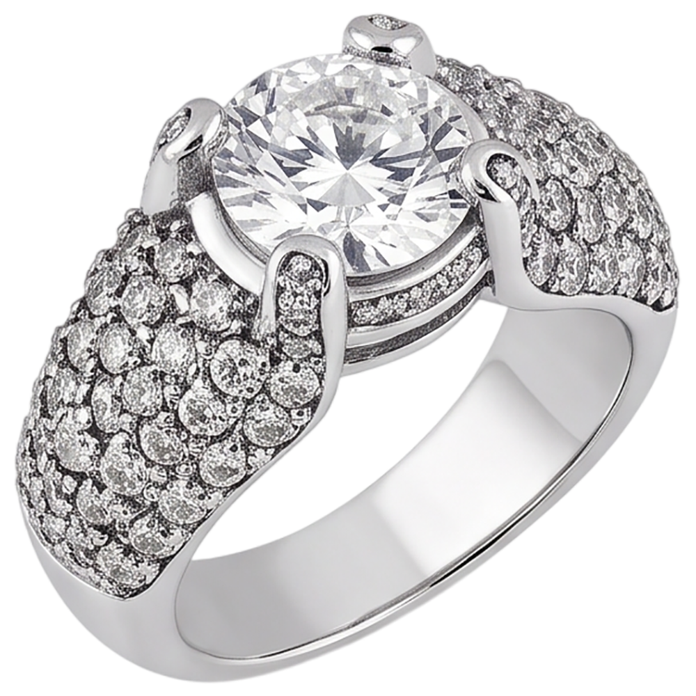 4 Carats Natural Earth Mined Diamond White Gold 14K Engagement Ring