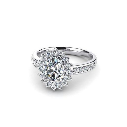 4 Carats Oval And Round Cut Real Diamonds Ring Halo White Gold 14k