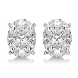 4 Carats Oval Cut Natural Diamond Stud Women Earring White Gold 14K