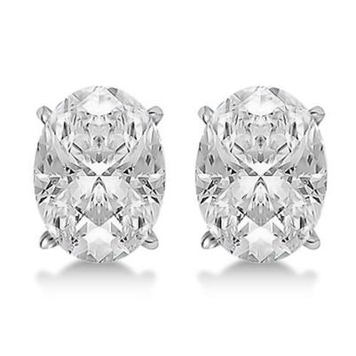 4 Carats Oval Cut Natural Diamond Stud Women Earring White Gold 14K