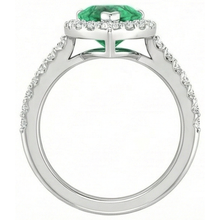 4 Carats Pear Green Emerald & Round Natural Earth Mined Diamond Gemstone Ring White Gold 14K