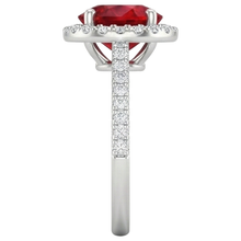 4 Carats Prong Set Ruby With Natural Earth Mined Diamonds Ring 14K White Gold