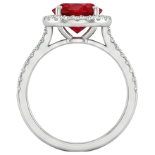 4 Carats Prong Set Ruby With Natural Earth Mined Diamonds Ring 14K White Gold