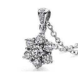 4 Carats Prong Setting Round Natural Diamond Necklace Pendant