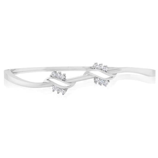 4 Carats Round Natural Diamond Bangle 14K White Gold New