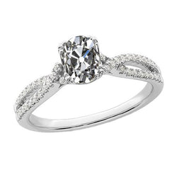 4 Carats Round & Oval Old Cut Real Diamond Wedding Ring Split Shank