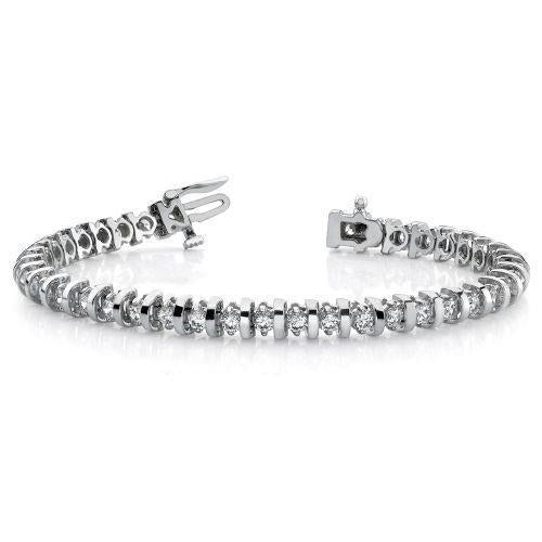 4 Carats Round Prong Set Genuine Diamond Tennis Bracelet White Gold 14K