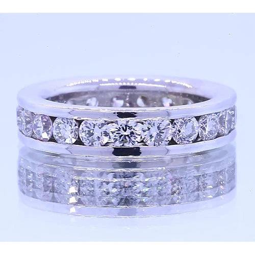 4 Carats Round Real Diamond Eternity Band White Gold 14K