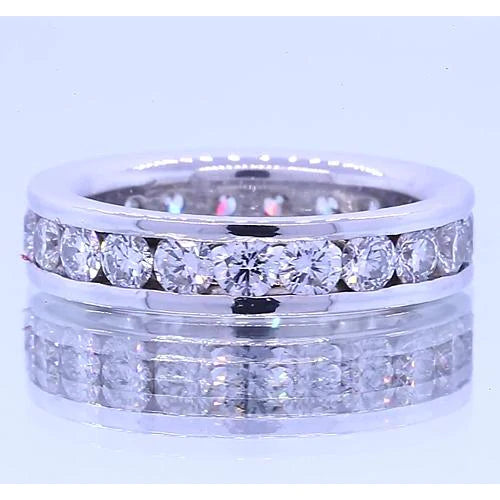 4 Carats Round Real Diamond Eternity Band White Gold 14K