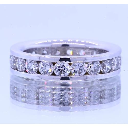 4 Carats Round Real Diamond Eternity Band White Gold 14K