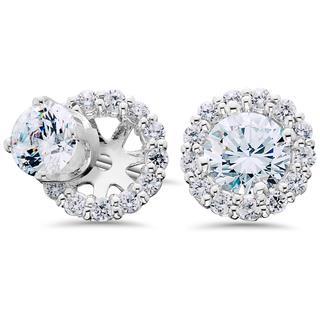 4 Carats Sparkling Brilliant Cut Natural Diamonds Ladies Studs Halo Earrings