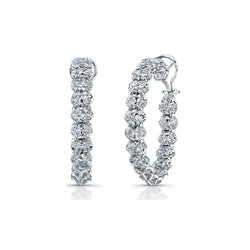 4 Carats Sparkling Oval Cut Genuine Diamond Hoop Earring Solid Gold