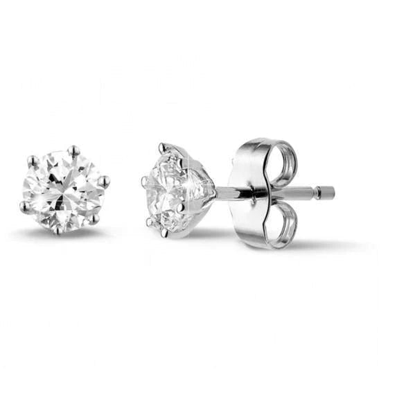 4 Carats Sparkling Real Diamonds Women Studs Earrings 14K White Gold