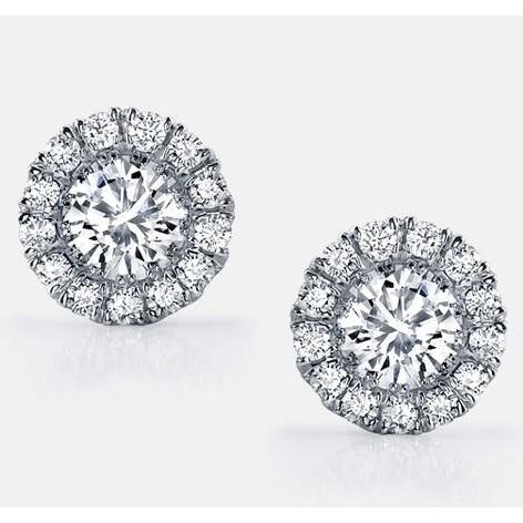 4 Carats Sparkling Real Round Cut Diamond Stud Earrings White Gold 14K