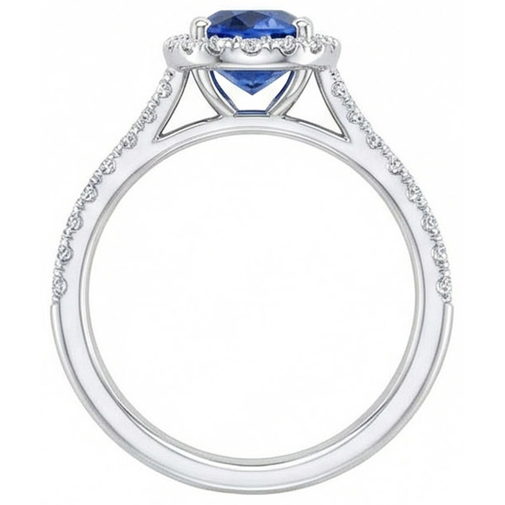 4 Carats Sri Lankan Sapphire Natural Earth Mined DIAMOND ( NOT LAB GROWN )s Ring Prong Set White Gold 14K