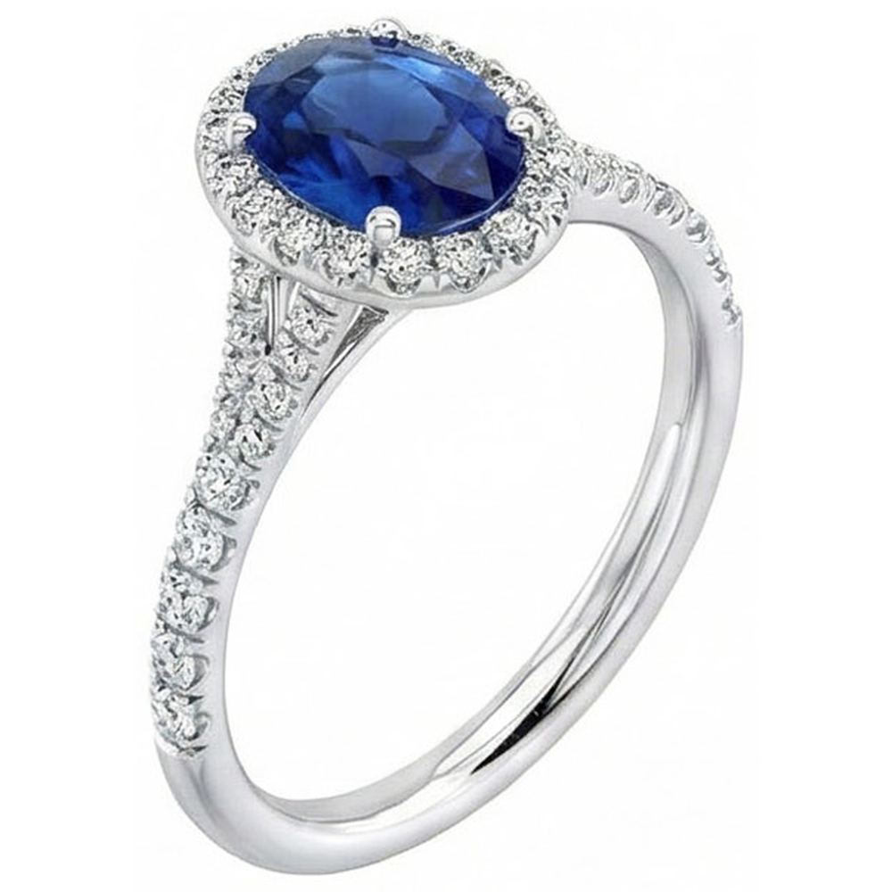 4 Carats Sri Lankan Sapphire Natural Earth Mined DIAMOND ( NOT LAB GROWN )s Ring Prong Set White Gold 14K