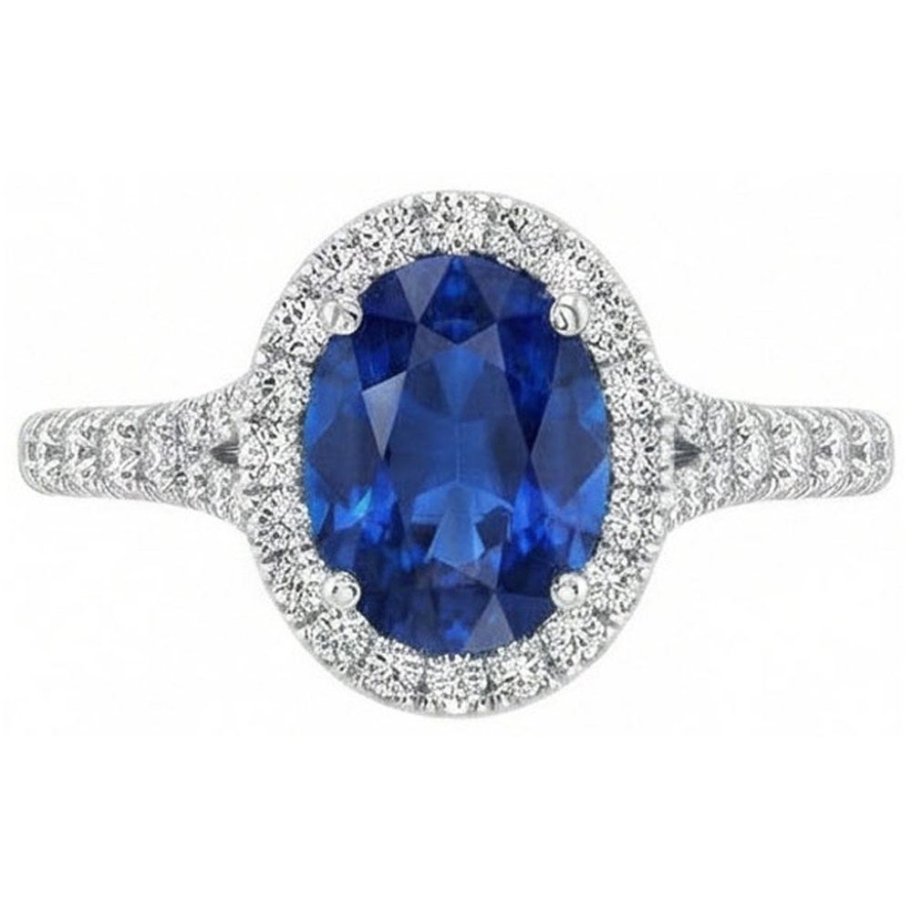 4 Carats Sri Lankan Sapphire Natural Earth Mined DIAMOND ( NOT LAB GROWN )s Ring Prong Set White Gold 14K