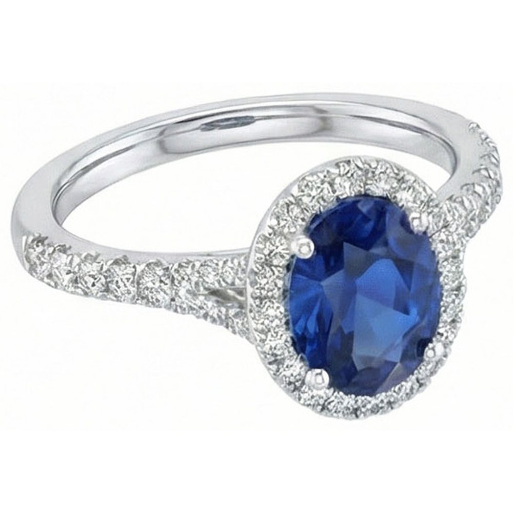 4 Carats Sri Lankan Sapphire Natural Earth Mined DIAMOND ( NOT LAB GROWN )s Ring Prong Set White Gold 14K