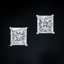 4 Ct Big Princess Cut Prong Set Genuine Diamond Stud Earring