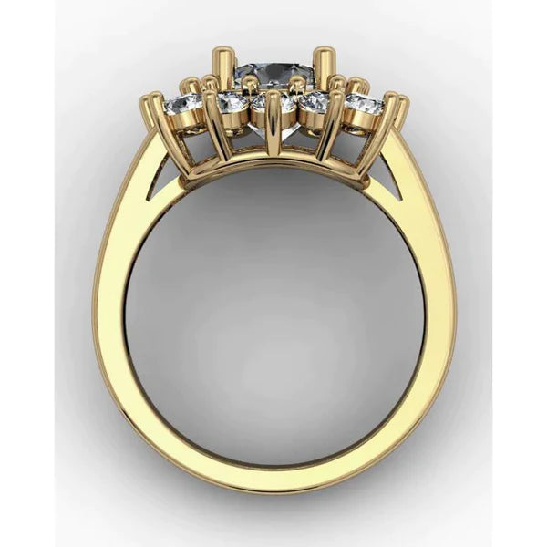 4 Ct Cathedral Setting Round Genuine Diamond Wedding Ring Yellow Gold