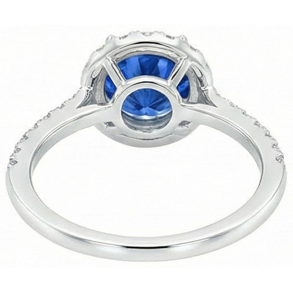 4 Ct Ceylon Sapphire And Natural Earth Mined DIAMOND ( NOT LAB GROWN )s Ring White Gold 14K