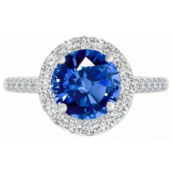 4 Ct Ceylon Sapphire And Natural Earth Mined DIAMOND ( NOT LAB GROWN )s Ring White Gold 14K