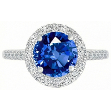 4 Ct Ceylon Sapphire And Natural Earth Mined DIAMOND ( NOT LAB GROWN )s Ring White Gold 14K