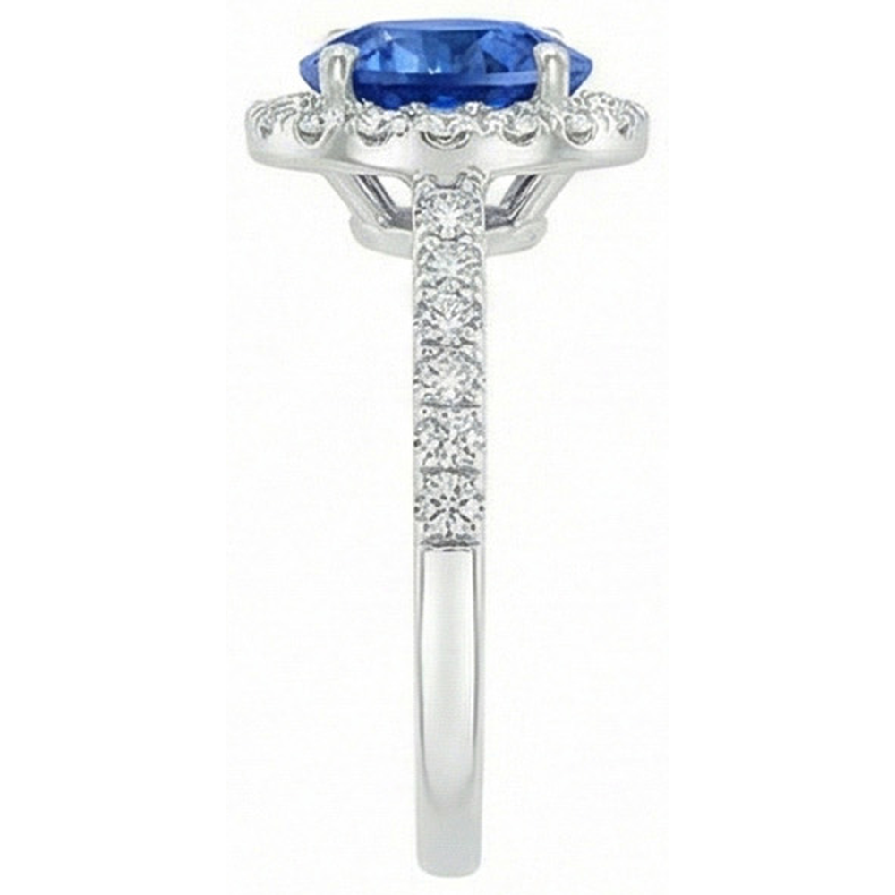 4 Ct Ceylon Sapphire And Natural Earth Mined DIAMOND ( NOT LAB GROWN )s Ring White Gold 14K