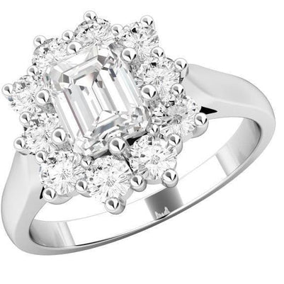 4 Ct Emerald And Round Cut Natural Diamond Halo Anniversary Ring