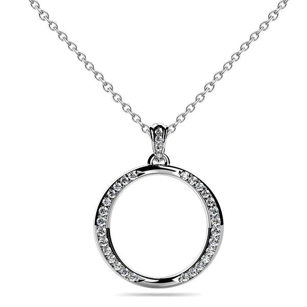 4 Ct Gorgeous Round Cut Real Diamonds Circular Pendant Necklace White Gold