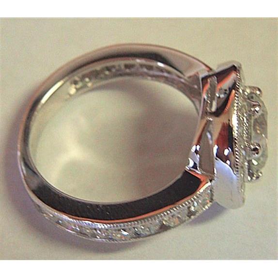 4 Ct Natural Big Diamond Ring Round Diamond Halo Ring Platinum