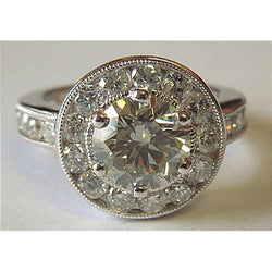 4 Ct Natural Big Diamond Ring Round Diamond Halo Ring Platinum