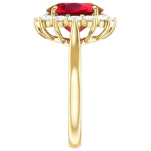 4 Ct Oval Ruby With Round Natural Earth Mined Diamonds Ring Prong Set Yellow Gold 14K