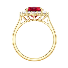 4 Ct Oval Ruby With Round Natural Earth Mined Diamonds Ring Prong Set Yellow Gold 14K