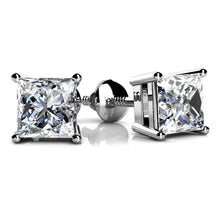 4 Ct Princess Cut Real Diamond Stud Earring 14K White Gold New