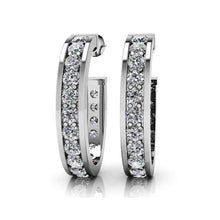 4 Ct Prong Set Round Cut Genuine Diamonds Women Hoop Earrings White Gold 14K